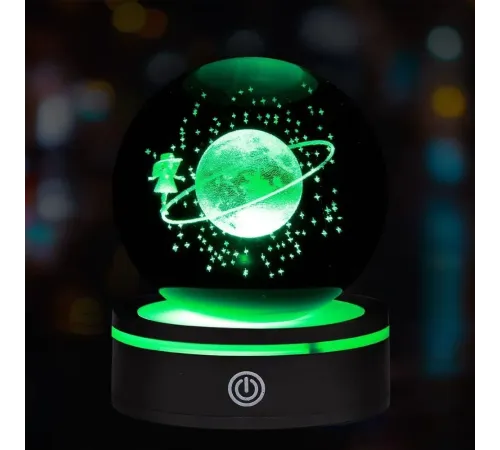 Renk Değiştiren Satürnlü Kız Dönen Cam Küre