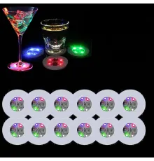 Renkli LED Işıklı Bardak Altlığı - Dekoratif 12 Adet Pilli