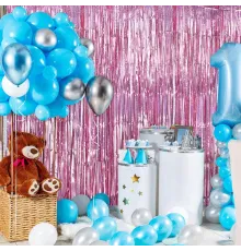 Rose Gold Renk Ekstra Metalize Parlak Saçaklı Arka Fon Perde İthal 1x2 Metre