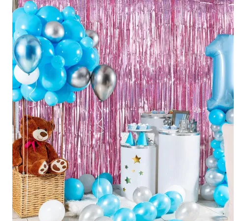 Rose Gold Renk Ekstra Metalize Parlak Saçaklı Arka Fon Perde İthal 1x2 Metre