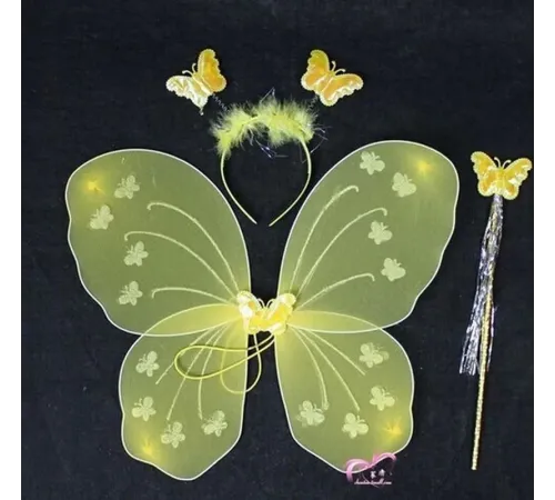 Sarı Renk Kanadı Tacı ve Sopası 50x37 cm