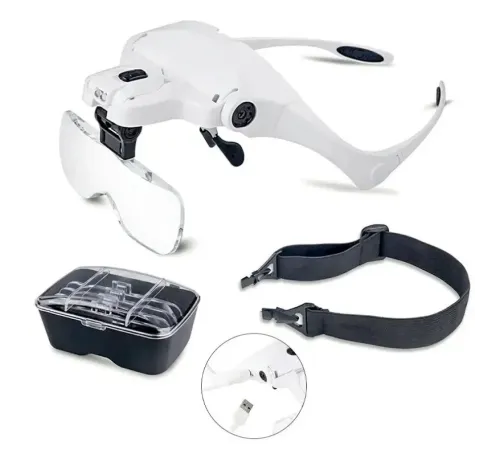 Şarjlı Gözlük Büyüteç Çalışma Büyüteci 5 Lensli 9892B2C