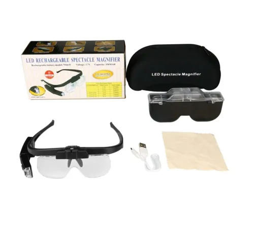 Şarjlı Gözlük Tip Büyüteç Mercek Lup Lensleriyle Taşıma Çantalı 11642Dc