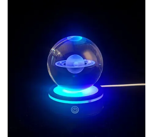 Satürn Gezegen Tasarım Dönen Usb li Cam Küre