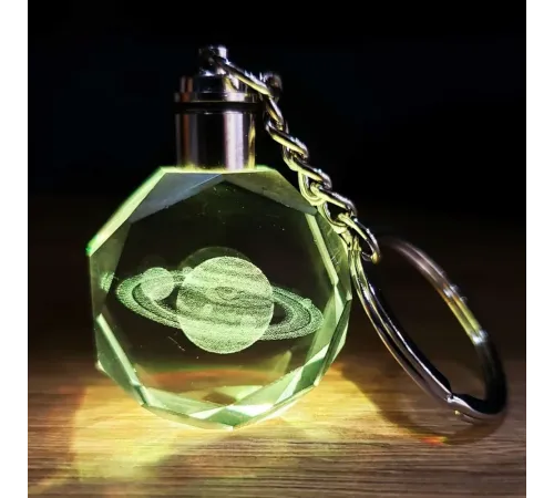 Satürn Gezegen Tasarım Işıklı Anahtarlık