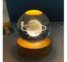 Satürnlü Kız Temalı Işıklı Cam Küresi
