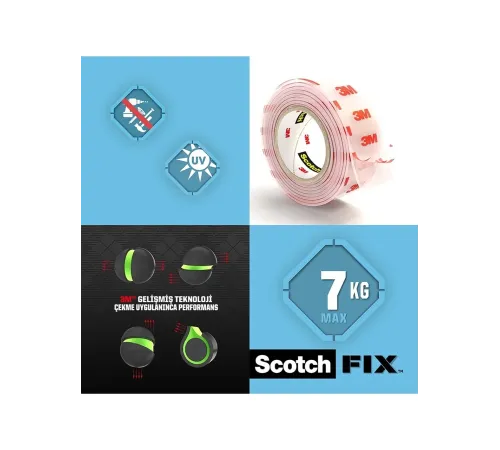 Scotch Şeffaf Montaj Bandı 19 mm x 1 5m