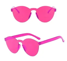 Sert Mika Oval Şekilli Çerçevesiz Fuşya Gözlük Retro Parti 5x14 cm