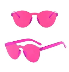 Sert Mika Oval Şekilli Çerçevesiz Fuşya Gözlük Retro Parti 5x14 cm