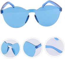 Sert Mika Oval Şekilli Çerçevesiz Mavi Gözlük Retro Parti 5x14 cm