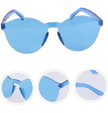 Sert Mika Oval Şekilli Çerçevesiz Mavi Gözlük Retro Parti 5x14 cm