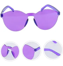 Sert Mika Oval Şekilli Çerçevesiz Mor Gözlük Retro Parti 5x14 cm