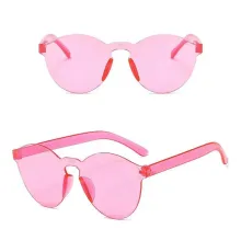 Sert Mika Oval Şekilli Çerçevesiz Pembe Gözlük Retro Parti 5x14 cm