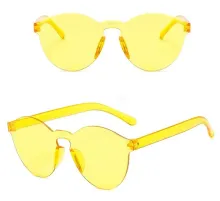 Sert Mika Oval Şekilli Çerçevesiz Sarı Gözlük Retro Parti 5x14 cm