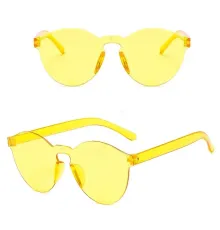 Sert Mika Oval Şekilli Çerçevesiz Sarı Gözlük Retro Parti 5x14 cm