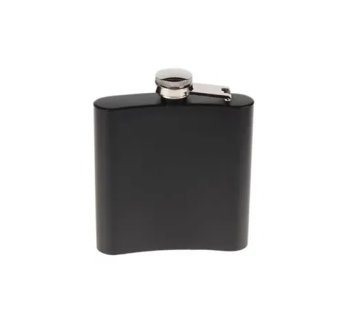 Siyah 6 oz Çelik Cep İçki Kanyak Matarası