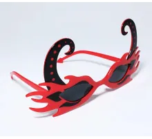 Siyah Boynuzlu Kırmızı Renk Alevli Parti Gözlüğü 21x10 cm