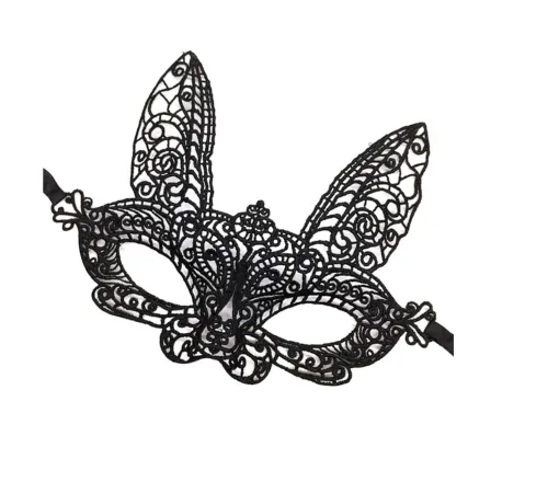 Siyah Renk Dantel Kesim Dantel İşlemeli Balo Parti Maskesi 7 No
