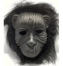 Siyah Renk Eva Goril Maskesi - Siyah Peluşlu Tüylü Orangutan Maskesi