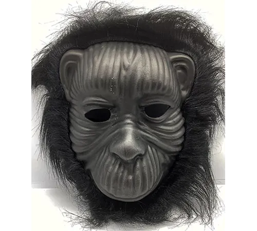 Siyah Renk Eva Goril Maskesi - Siyah Peluşlu Tüylü Orangutan Maskesi