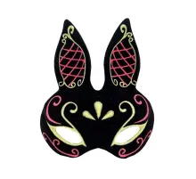 Siyah Renk Kırmızı Gold Simli Siyah Süet Kaplama Tavşan Maskesi 18x16 cm