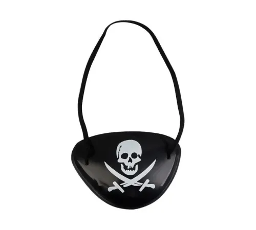 Siyah Renk Kuru Kafa Baskılı Plastik Korsan Göz Maskesi Korsan Göz Bandı