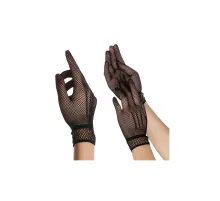 Siyah Renk Likralı File Eldiven Parmaklı Örgü Eldiven Yetişkin Boy