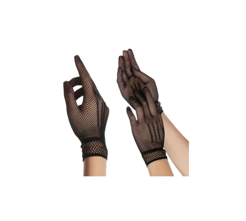 Siyah Renk Likralı File Eldiven Parmaklı Örgü Eldiven Yetişkin Boy