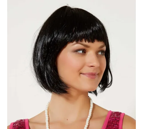 Siyah Renk Parti Peruğu Küt Saç