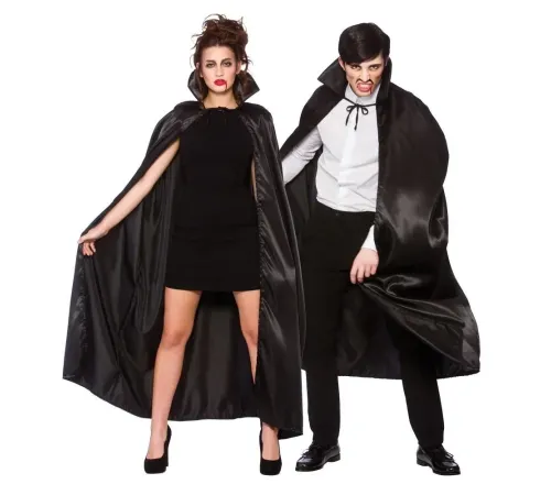 Siyah Renk Yakalı Halloween Pelerini 120 cm