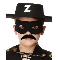 Siyah Renk Zorro Şapkası Zorro Maskesi ve Zorro Bıyık Çocuk Boy