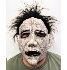 Siyah Saçlı Michael Myers Lateks Yüze Tam Yapışan Et Maske Korku Maskesi