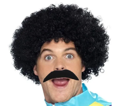 Siyah Scouser Erkek Kısa Peruk 120 Gr ve Bıyık Seti