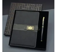 Siyah Tokalı Tarihsiz Ajanda Defter Kalem Set