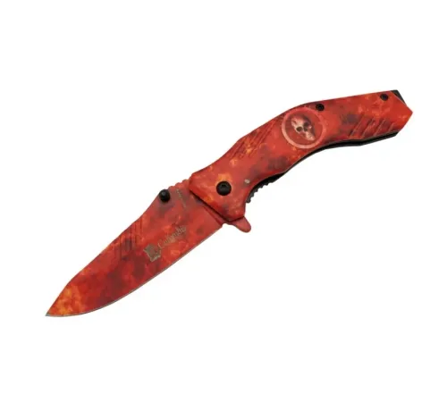 Skeleton 7000B Kamp Çakı 20 cm - Kırmızı İskelet Desenli