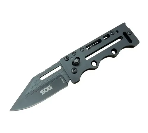 SOG AC77BK Siyah Yaprak Kamp Çakı 15 cm - Metal Sap, Kılıflı