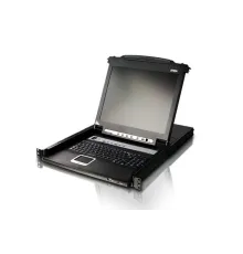 Sürgülü Kasaya Sahip, 19" Arkadan Aydınlatmalı LCD Ekran, Touchpad’i ve Türkçe Klavye&#039;si Bulunan 16 Port PS/2-USB KVMP™ (Periferi/ Çevre Cihazlarla (USB) Bağlantı Kurabilir) Switch, İlave Konsol Girişli<br>
16 Port Slideaway™ LCD KVMP 