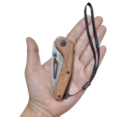 Taktik Çakı Küçük Paslanmaz Çelik Ahşap Sap 15 Cm