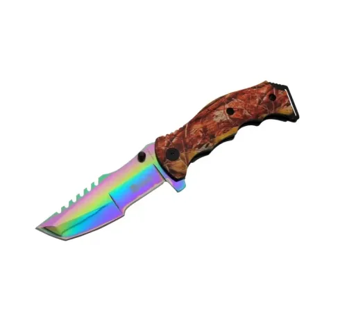 Tanto FST 3039 A Tırtıklı Gökkuşağı Kamp Çakı 23 cm - G10 Sap, Yarı