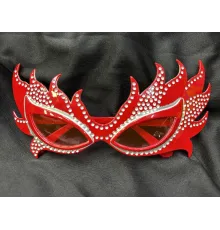 Taşlı Göz Kamaştıran Gecenin Yıldızı Kırmızı Parti Alev Gözlük