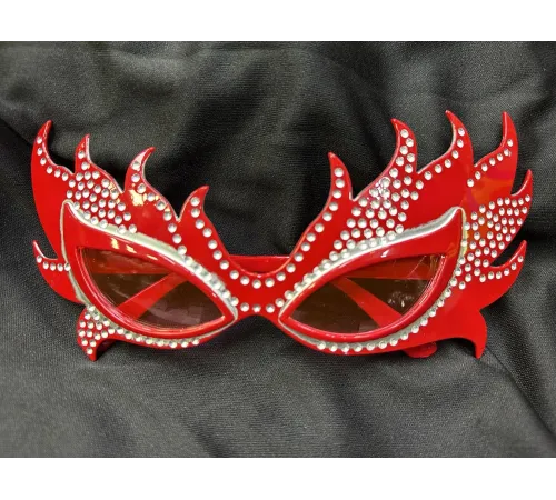 Taşlı Göz Kamaştıran Gecenin Yıldızı Kırmızı Parti Alev Gözlük