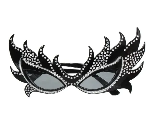 Taşlı Göz Kamaştıran Siyah Parti Alev Gözlük