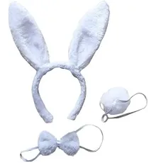 Tavşan Kostüm Seti Taç Papyon Kuyruk Beyaz Renk