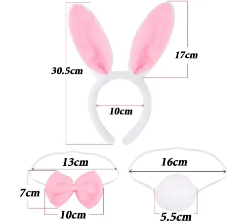 Tavşan Kostüm Seti Taç Papyon Kuyruk Pembe Renk