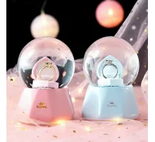 Tek Taş Yüzük Tasarımlı Büyük Boy Kar Küresi Mavi