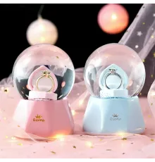 Tek Taş Yüzük Tasarımlı Büyük Boy Kar Küresi Mavi