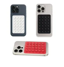 Telefon Arkası Silikon Vantuz Güçlü Tutucu Siyah - Beyaz - Kırmızı 3 Lü Set