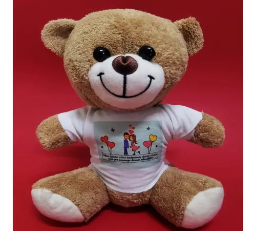 Tişörtlü Kahverengi Peluş Ayıcık