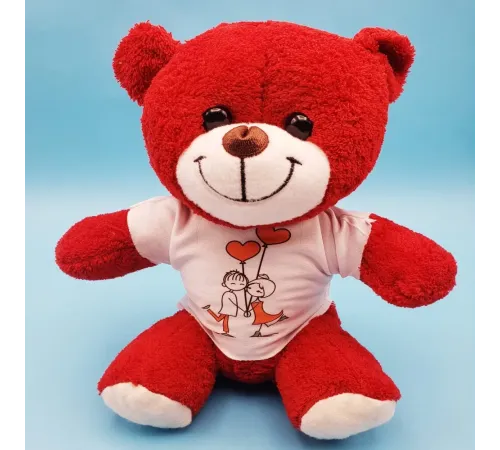 Tişörtlü Kırmızı Oyuncak Ayı