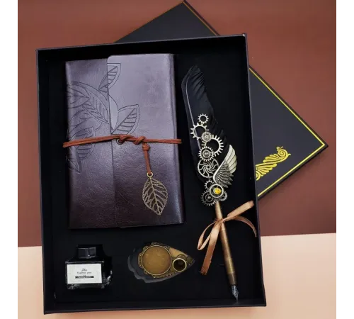 Tüylü Divit Hokka Kalem Seti Siyah